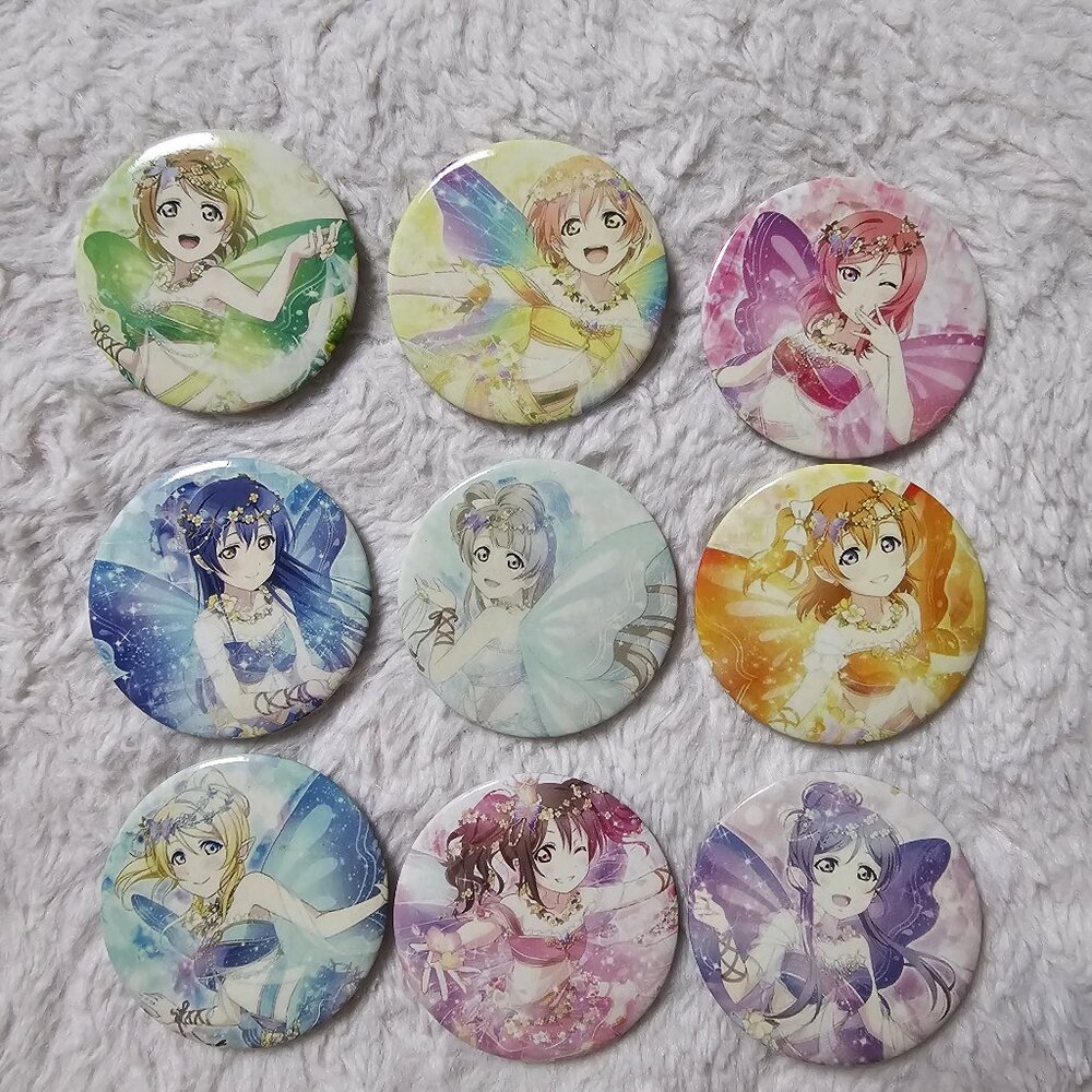 Love Live Muse Full Fairy Set 9 Buttons Pins Can Badges Plastic Pinback